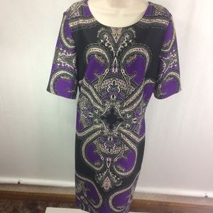 Dress Barn Paisley Purple and Black Sheeth Dress